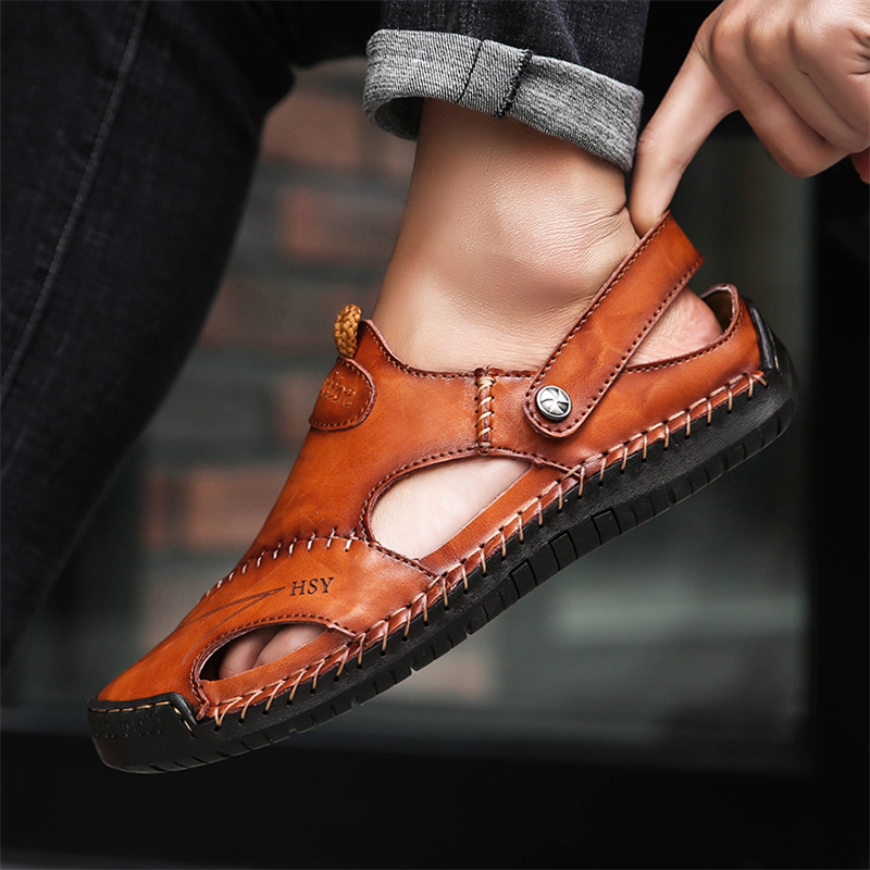 Large Size Soft Leather Men's Breathable Outdoor Sandals