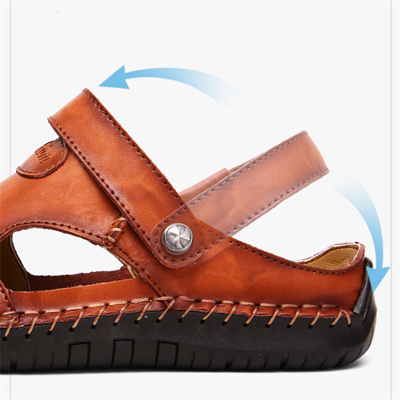 Large Size Soft Leather Men's Breathable Outdoor Sandals