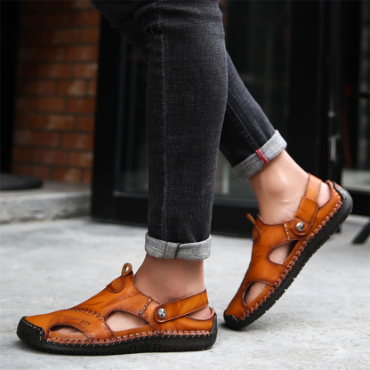 Large Size Soft Leather Men's Breathable Outdoor Sandals