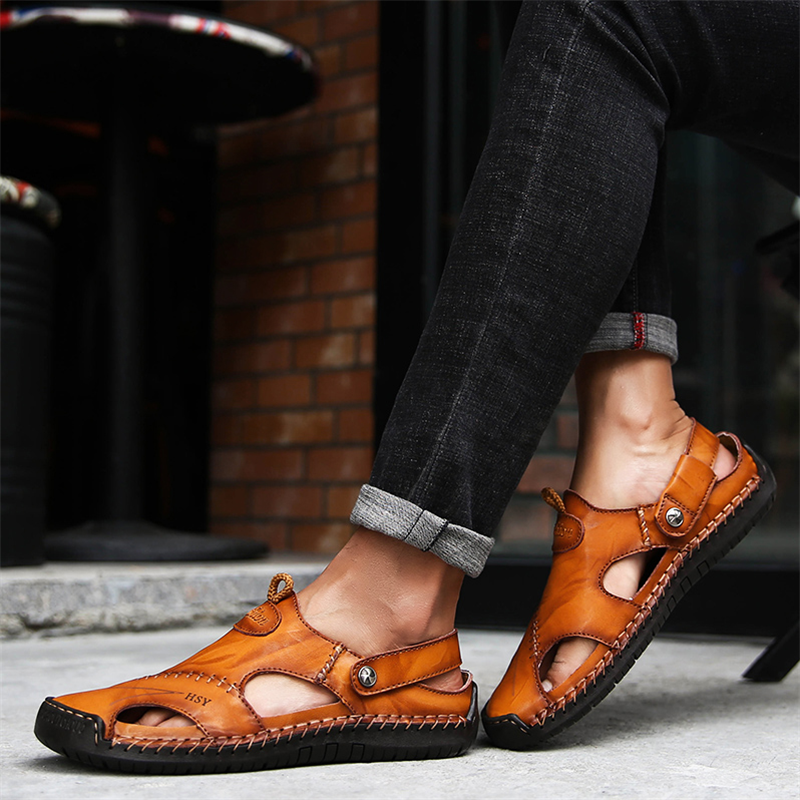 Large Size Soft Leather Men's Breathable Outdoor Sandals