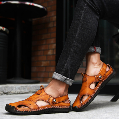 Large Size Soft Leather Men's Breathable Outdoor Sandals