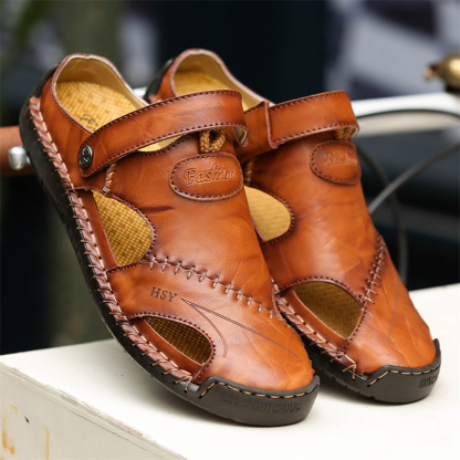 Large Size Soft Leather Men's Breathable Outdoor Sandals