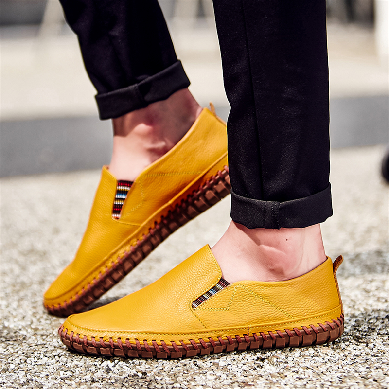 Men Genuine Leather Shoes Slip On