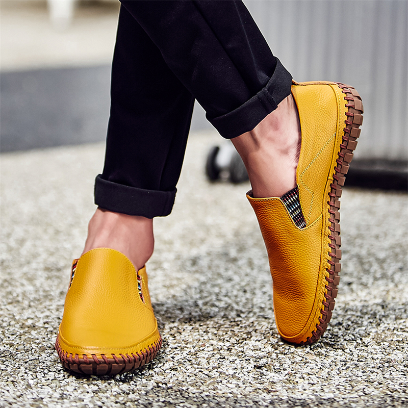 Men Genuine Leather Shoes Slip On