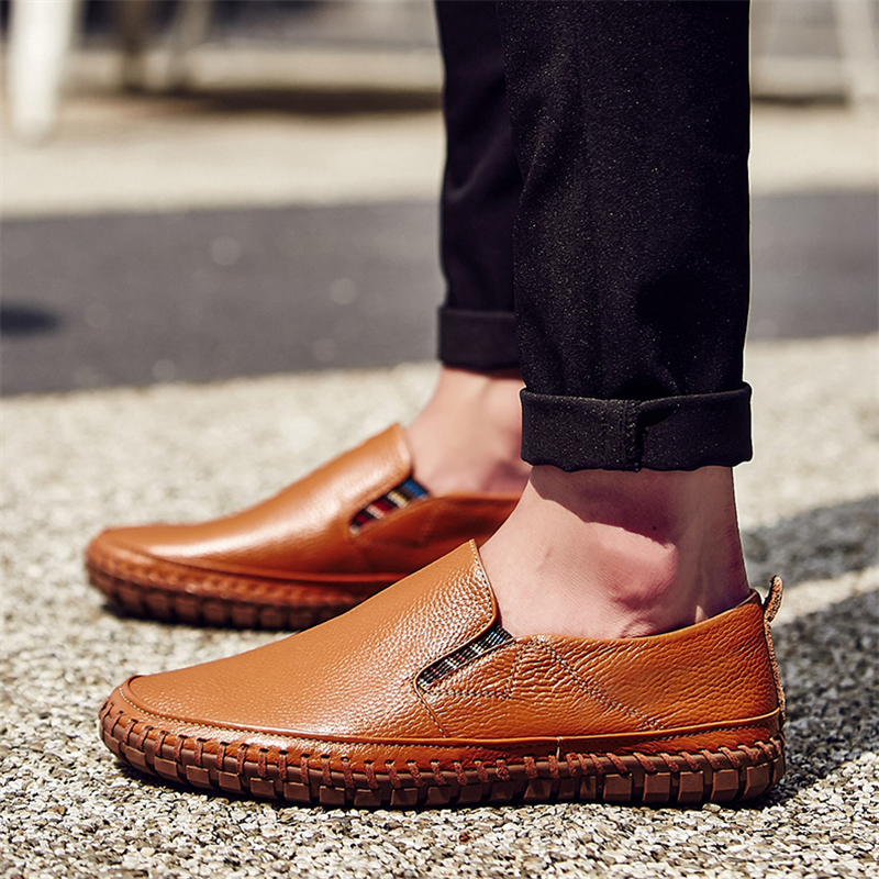 Men Genuine Leather Shoes Slip On