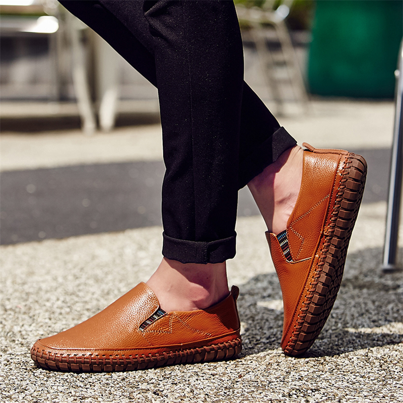 Men Genuine Leather Shoes Slip On