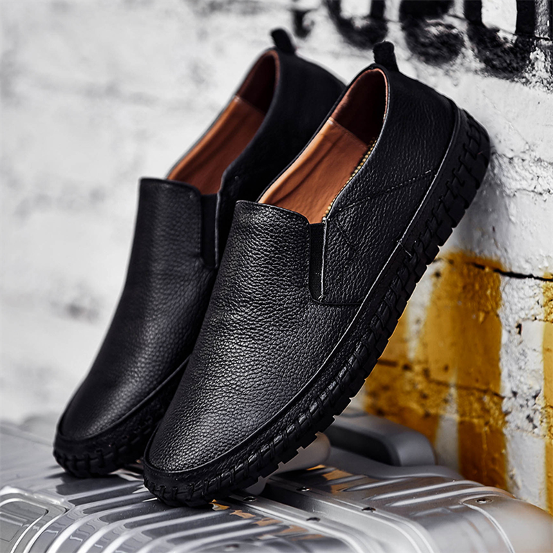 Men Genuine Leather Shoes Slip On