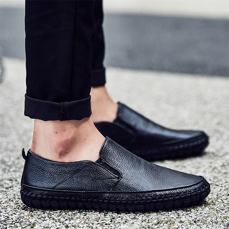 Men Genuine Leather Shoes Slip On