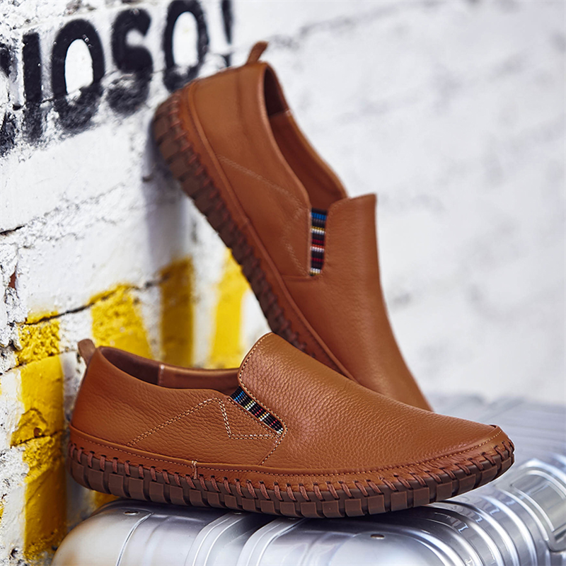 Men Genuine Leather Shoes Slip On