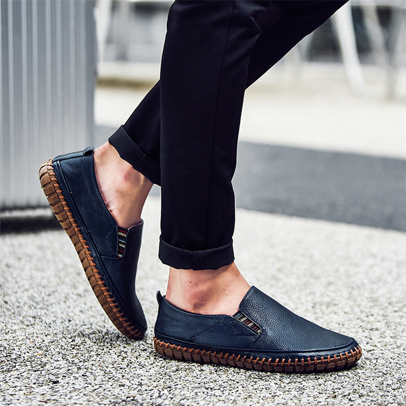 Men Genuine Leather Shoes Slip On
