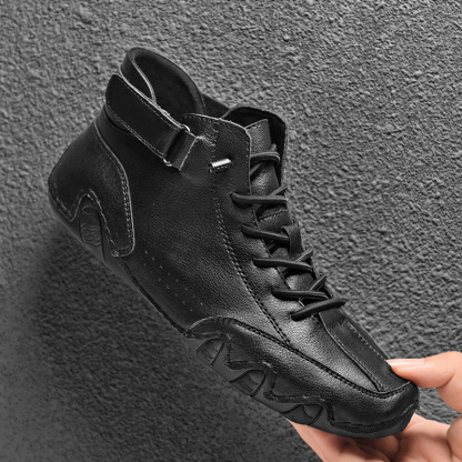 Italian Suede High Boots Handmade With Velcro