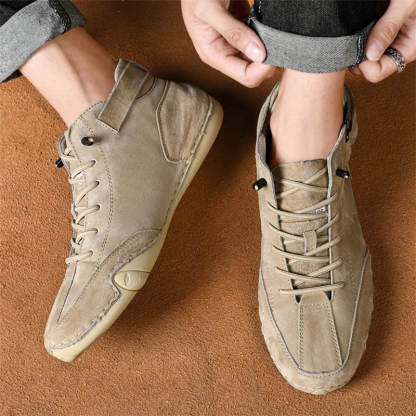 Italian Suede High Boots Handmade With Velcro