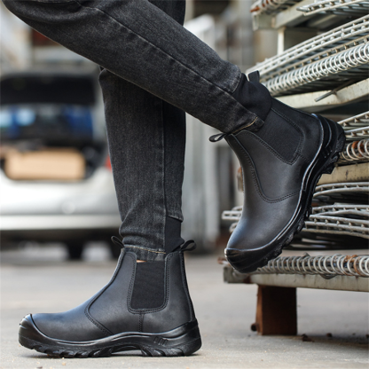 Men's Comfortable Waterd and Oilproof Steel-Toe Box Protecter Iron Workers Chelsea Boots