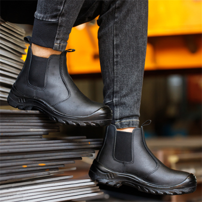 Men's Comfortable Waterd and Oilproof Steel-Toe Box Protecter Iron Workers Chelsea Boots