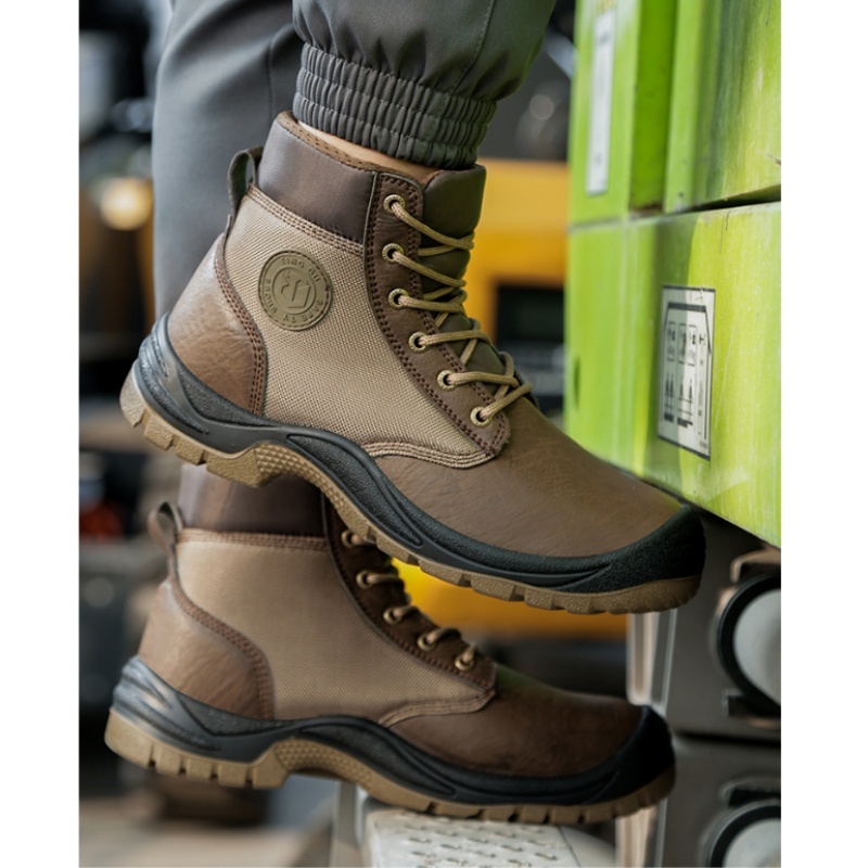 Men‘s Work Safety Comfortable Durable LightWeight Safety Steel Toe Super Fiberskin Leather Boots