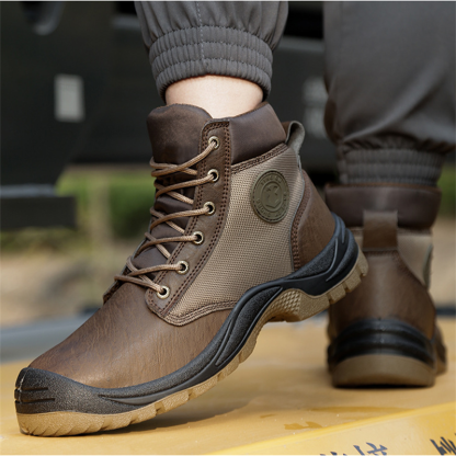 Men‘s Work Safety Comfortable Durable LightWeight Safety Steel Toe Super Fiberskin Leather Boots