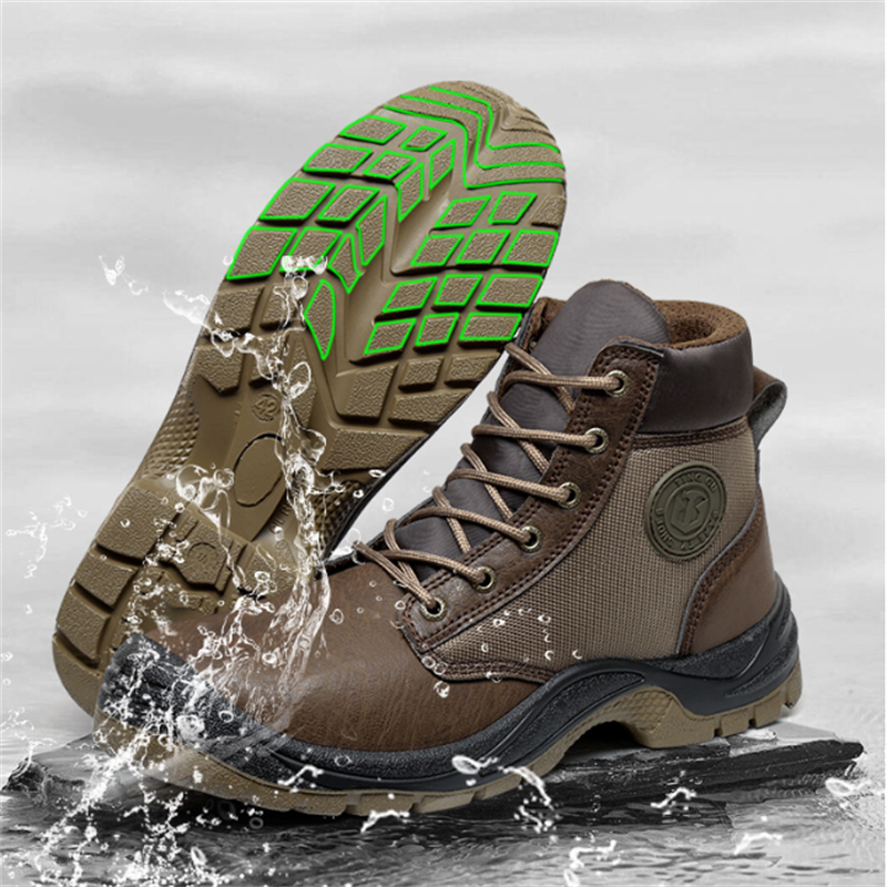 Men‘s Work Safety Comfortable Durable LightWeight Safety Steel Toe Super Fiberskin Leather Boots