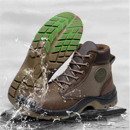 Men‘s Work Safety Comfortable Durable LightWeight Safety Steel Toe Super Fiberskin Leather Boots
