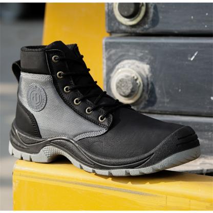 Men‘s Work Safety Comfortable Durable LightWeight Safety Steel Toe Super Fiberskin Leather Boots