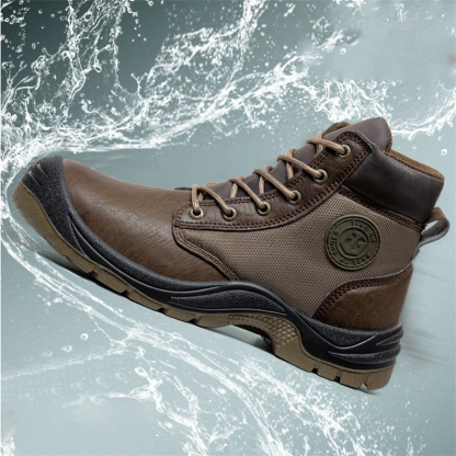 Men‘s Work Safety Comfortable Durable LightWeight Safety Steel Toe Super Fiberskin Leather Boots