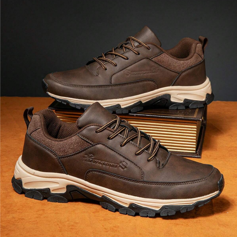 Orthopedic Mens Sneakers,Men's Comfortable Genuine Leather Sneakers with Arch Support and Shock Absorption,Slip On Walking Shoes Casual Outdoor Sports Shoe