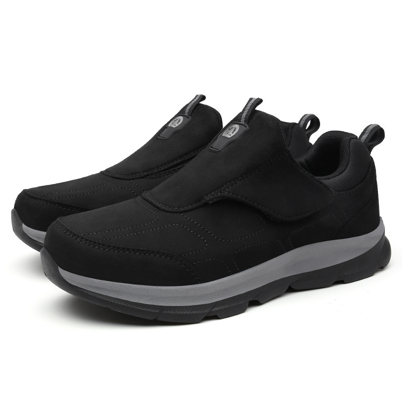 Men's Orthopedic Hook and Loop Shose with Arch Support, Comfortable Cushioned Slip On Loafers for Plantar Fasciitis, Casual Orthotic Walking Shoes for Foot and Heel Pain
