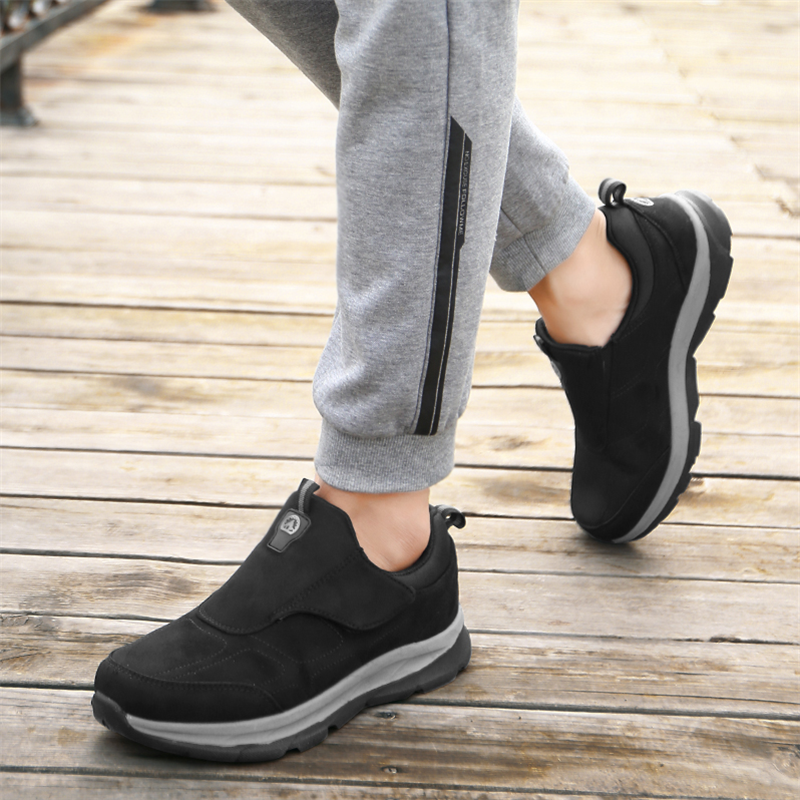 Men's Orthopedic Hook and Loop Shose with Arch Support, Comfortable Cushioned Slip On Loafers for Plantar Fasciitis, Casual Orthotic Walking Shoes for Foot and Heel Pain