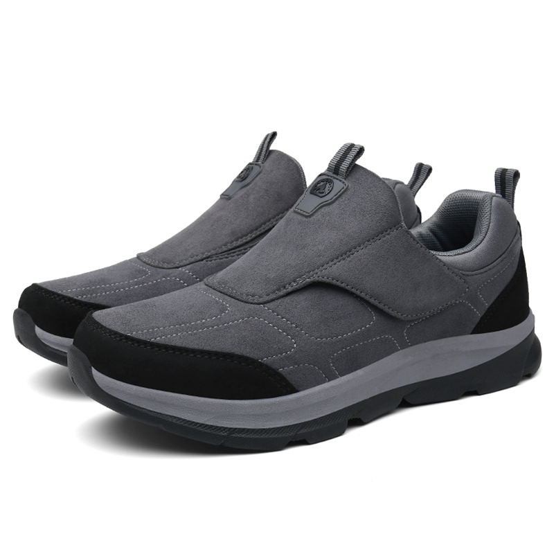 Men's Orthopedic Hook and Loop Shose with Arch Support, Comfortable Cushioned Slip On Loafers for Plantar Fasciitis, Casual Orthotic Walking Shoes for Foot and Heel Pain