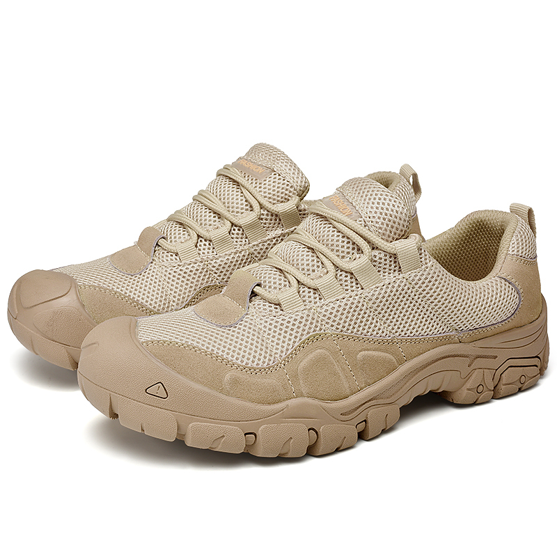 Mens Canvas Breathable Waterproof Hiking Walking Shoes Wide Toe Lace Up Anti-Collision Non-Slip Sneakers Lightweight Outdoor Casual Durable Trekking Trail Shoes