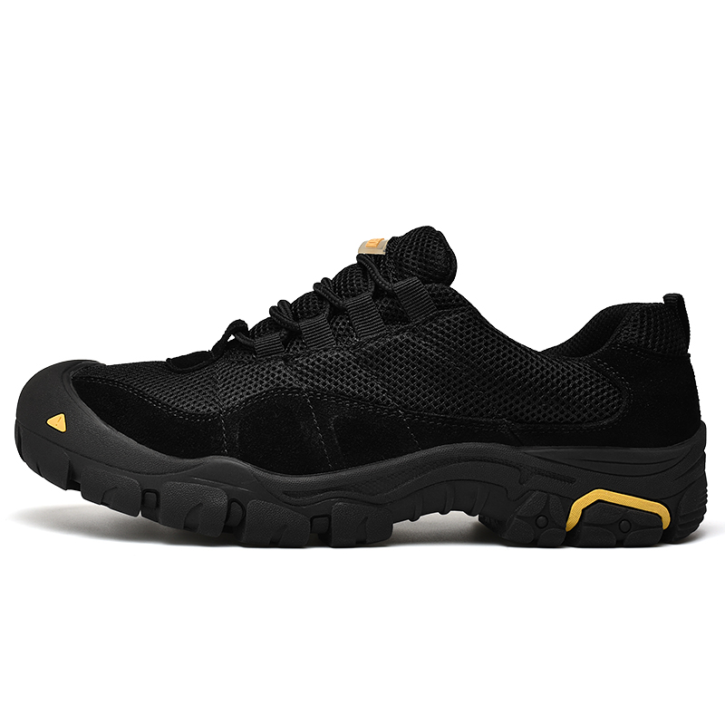 Mens Canvas Breathable Waterproof Hiking Walking Shoes Wide Toe Lace Up Anti-Collision Non-Slip Sneakers Lightweight Outdoor Casual Durable Trekking Trail Shoes