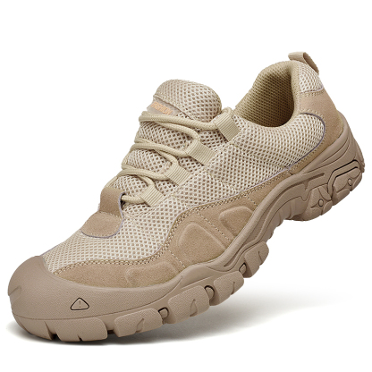 Mens Canvas Breathable Waterproof Hiking Walking Shoes Wide Toe Lace Up Anti-Collision Non-Slip Sneakers Lightweight Outdoor Casual Durable Trekking Trail Shoes