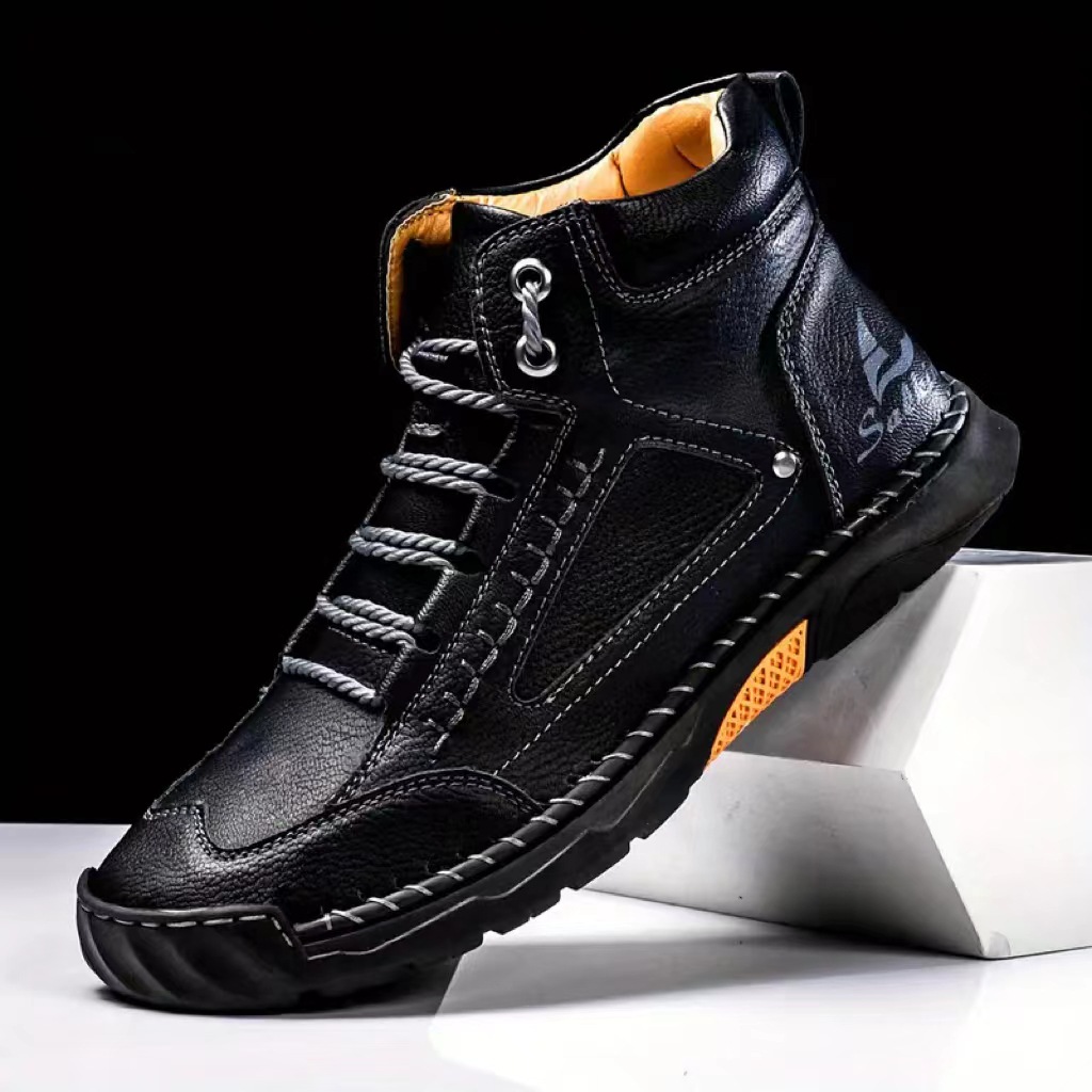 Men's Casual Leather Fashion Sneakers Ankle Chukka Boots Handmade Lightweight Loafers Mid-top Dress Boots Walking Driving Shoes