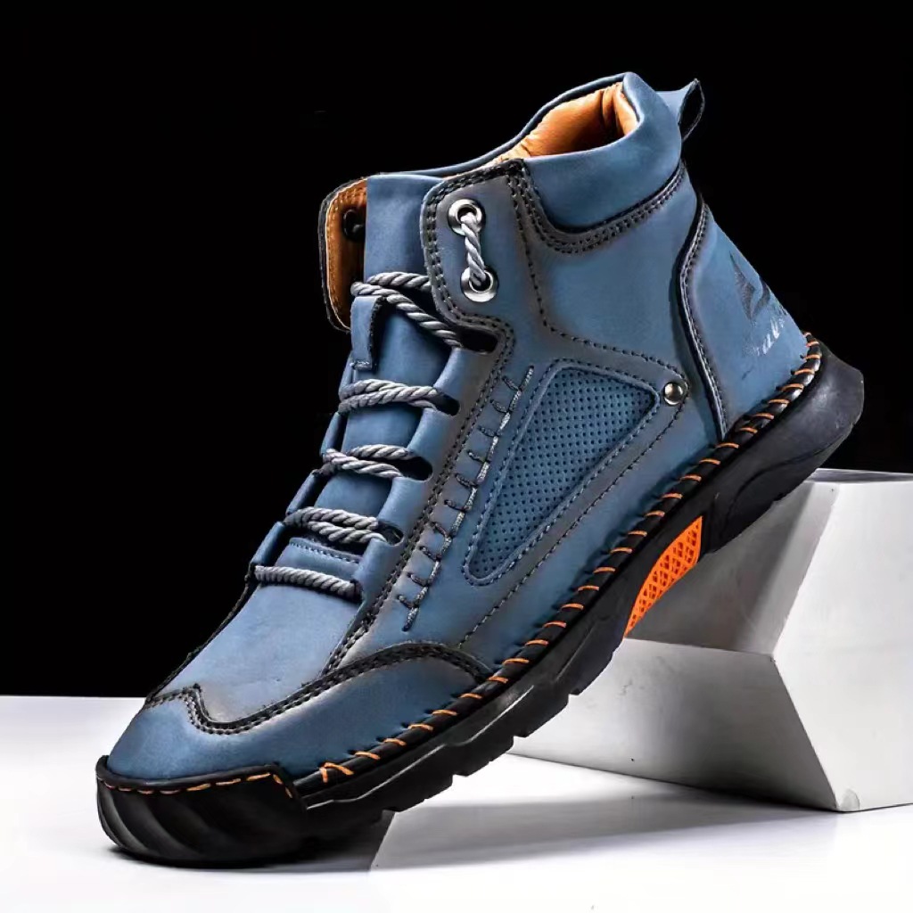 Men's Casual Leather Fashion Sneakers Ankle Chukka Boots Handmade Lightweight Loafers Mid-top Dress Boots Walking Driving Shoes