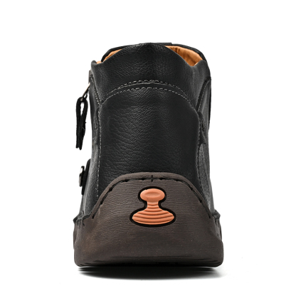 Mens Casual Leather Shoes Ankle Chukka Boots Slip On Lightweight Loafers Mid top Walking Driving Shoes for Male