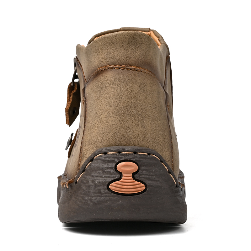 Mens Casual Leather Shoes Ankle Chukka Boots Slip On Lightweight Loafers Mid top Walking Driving Shoes for Male