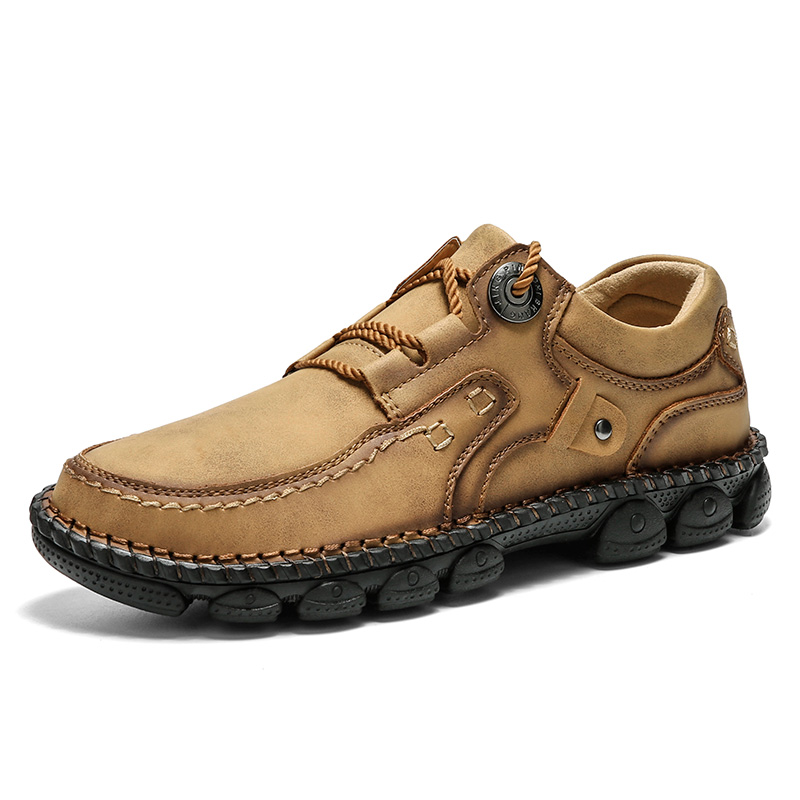 Mens Casual Leather Shoes Ankle Chukka Boots Slip On Lightweight Loafers Mid top Walking Driving Shoes for Male