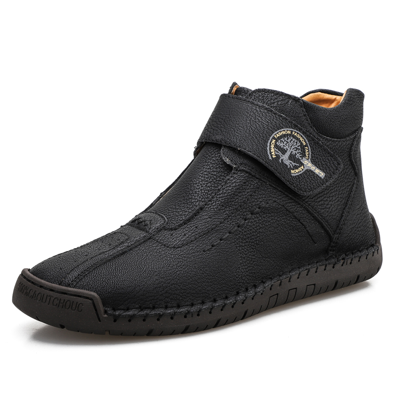 Mens Casual Leather Shoes Ankle Chukka Boots Slip On Lightweight Loafers Mid top Walking Driving Shoes for Male