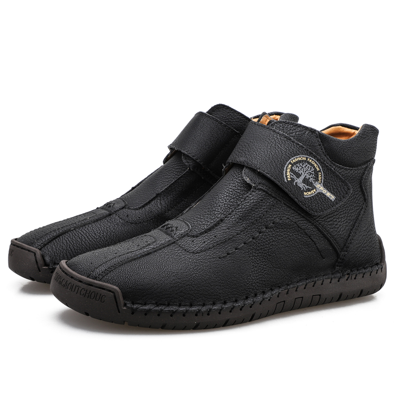 Mens Casual Leather Shoes Ankle Chukka Boots Slip On Lightweight Loafers Mid top Walking Driving Shoes for Male