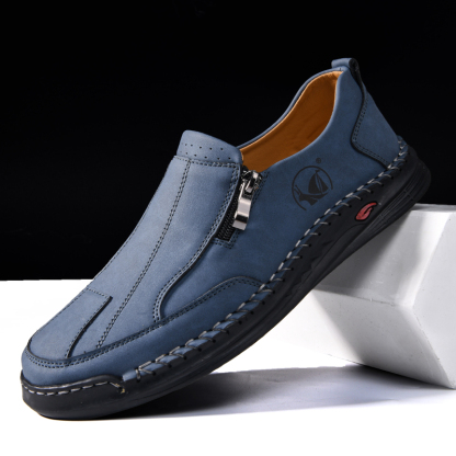 Mens Loafers Slip On Casual Shoes Leather Flat Penny Loafers Outdoor Lightweight Breathable Walking Driving Shoes Comfort Classic Hand Stitching Office Dress Work Shoes Anti Slip Round Toe Moccasins