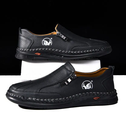 Mens Loafers Slip On Casual Shoes Leather Flat Penny Loafers Outdoor Lightweight Breathable Walking Driving Shoes Comfort Classic Hand Stitching Office Dress Work Shoes Anti Slip Round Toe Moccasins