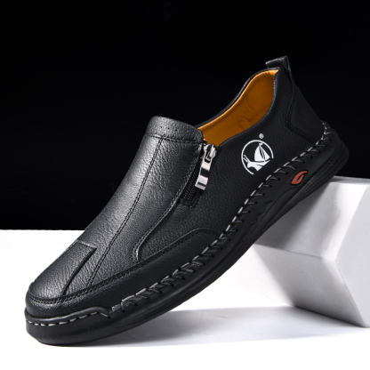 Mens Loafers Slip On Casual Shoes Leather Flat Penny Loafers Outdoor Lightweight Breathable Walking Driving Shoes Comfort Classic Hand Stitching Office Dress Work Shoes Anti Slip Round Toe Moccasins