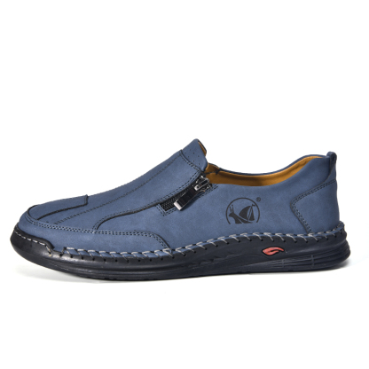 Mens Loafers Slip On Casual Shoes Leather Flat Penny Loafers Outdoor Lightweight Breathable Walking Driving Shoes Comfort Classic Hand Stitching Office Dress Work Shoes Anti Slip Round Toe Moccasins