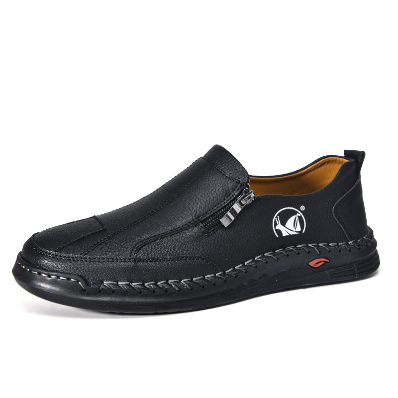 Mens Loafers Slip On Casual Shoes Leather Flat Penny Loafers Outdoor Lightweight Breathable Walking Driving Shoes Comfort Classic Hand Stitching Office Dress Work Shoes Anti Slip Round Toe Moccasins