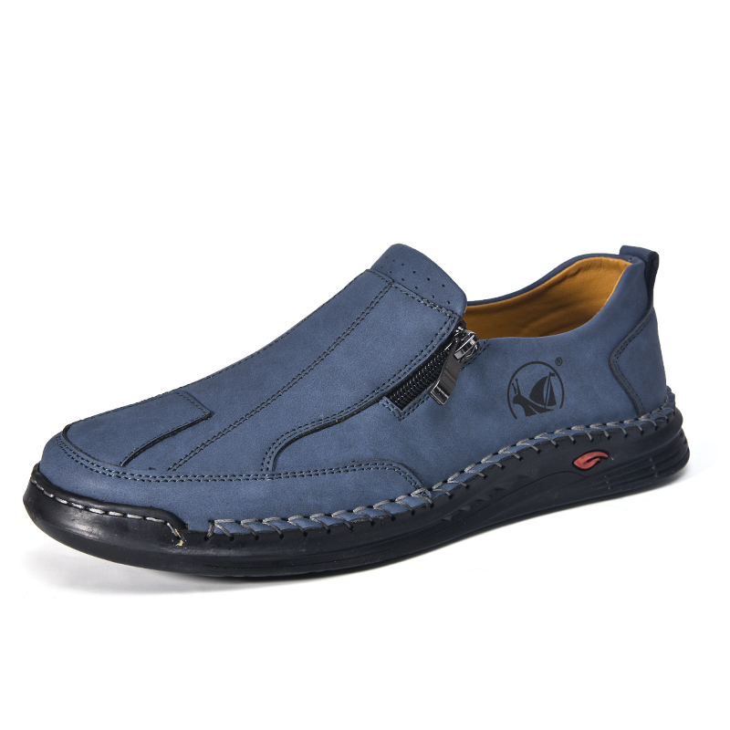 Mens Loafers Slip On Casual Shoes Leather Flat Penny Loafers Outdoor Lightweight Breathable Walking Driving Shoes Comfort Classic Hand Stitching Office Dress Work Shoes Anti Slip Round Toe Moccasins