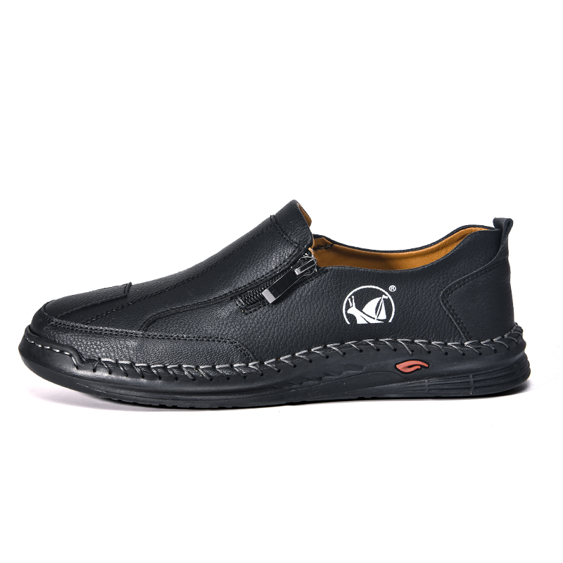Mens Loafers Slip On Casual Shoes Leather Flat Penny Loafers Outdoor Lightweight Breathable Walking Driving Shoes Comfort Classic Hand Stitching Office Dress Work Shoes Anti Slip Round Toe Moccasins
