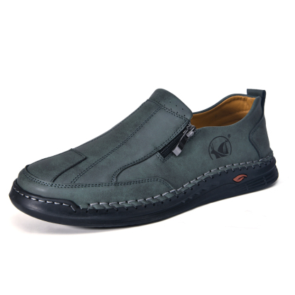 Mens Loafers Slip On Casual Shoes Leather Flat Penny Loafers Outdoor Lightweight Breathable Walking Driving Shoes Comfort Classic Hand Stitching Office Dress Work Shoes Anti Slip Round Toe Moccasins