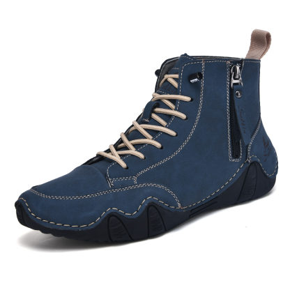 Men's Casual Leather Fashion Sneakers Ankle Chukka Boots Slip On Lightweight Loafers Walking Driving Shoes