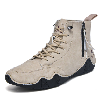 Men's Casual Leather Fashion Sneakers Ankle Chukka Boots Slip On Lightweight Loafers Walking Driving Shoes