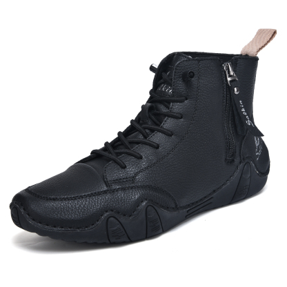 Men's Casual Leather Fashion Sneakers Ankle Chukka Boots Slip On Lightweight Loafers Walking Driving Shoes