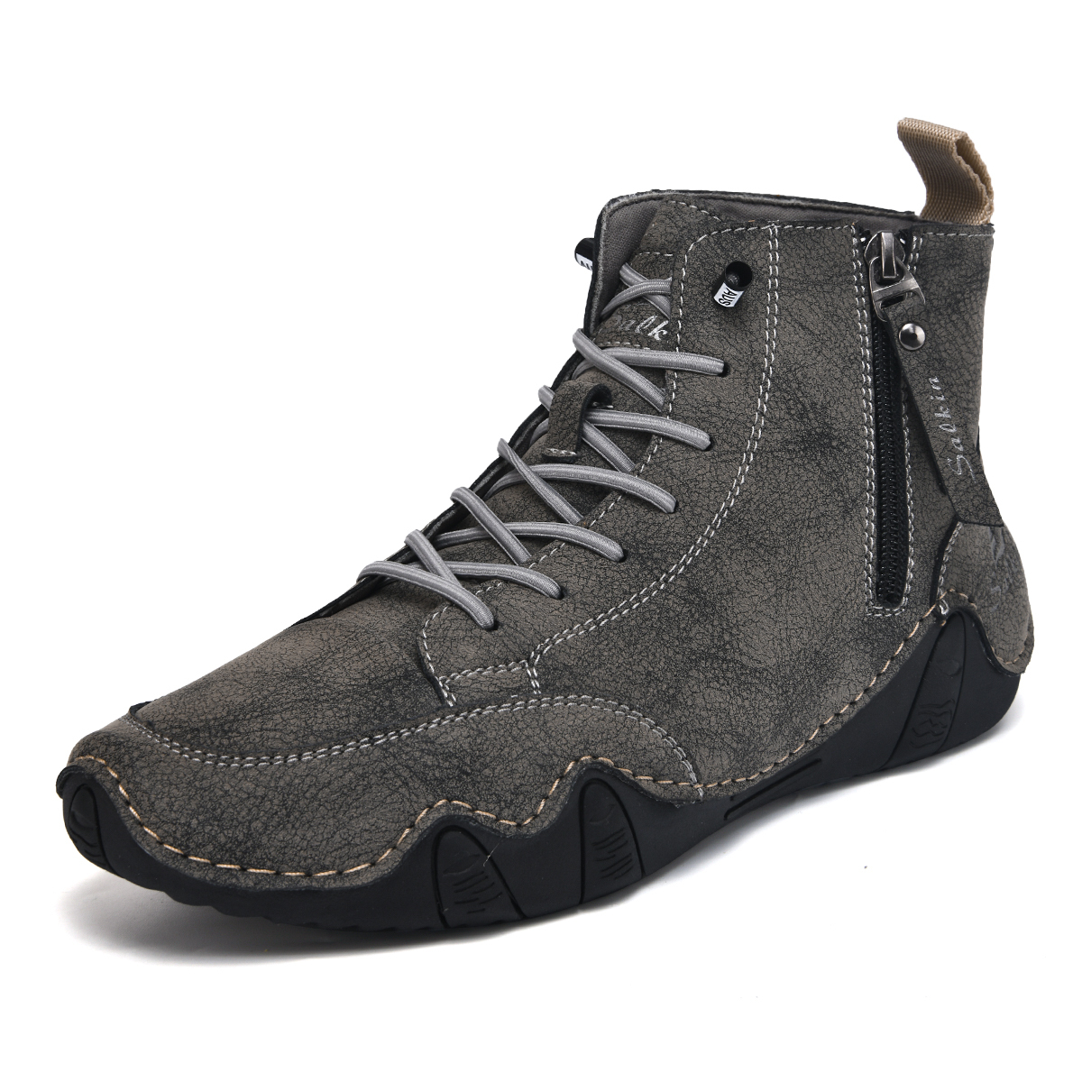 Men's Casual Leather Fashion Sneakers Ankle Chukka Boots Slip On Lightweight Loafers Walking Driving Shoes